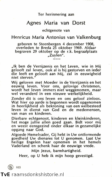 Agnes Maria  van Dorst Henricus Maria Antonius van Valkenburg