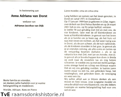 Anna Adriana van Dorst Adrianus Jacobus van Dijk