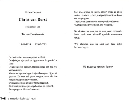 Christ van Dorst To Aerts