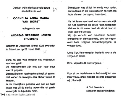 Cornelia Anna Maria van Dorst-Andreas Gerardus Joseph Broeders