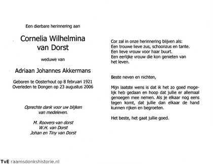 Cornelia Wilhelmina van Dorst Adriaan Johannes Akkermans
