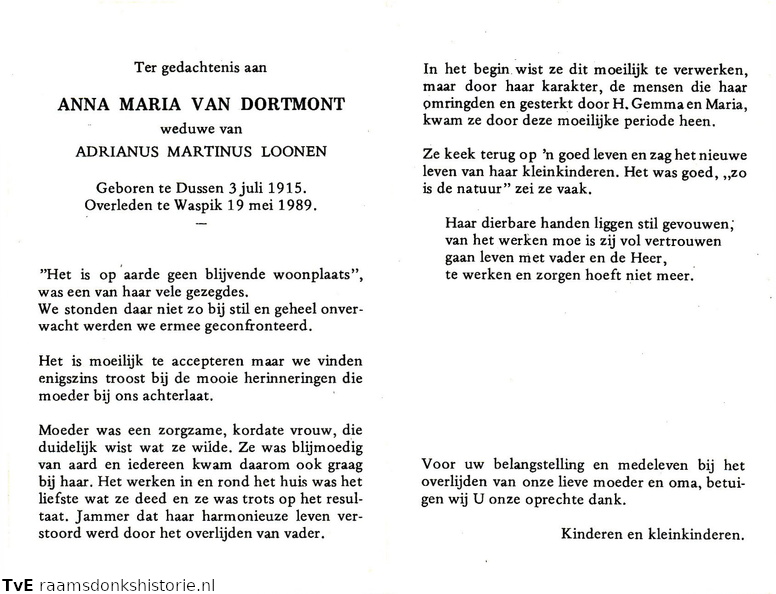 Anna Maria van Dortmont Adrianus Martinus Loonen