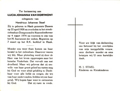 Lucia Johanna van Dortmont Hendricus Johannes Staal