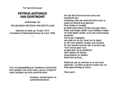 Petrus Adrianus van Dortmont Wilhelmina Antonia van der Pluijm