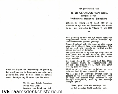 Pieter Gerardus van Driel Wilhelmina Hendrika Smeekens