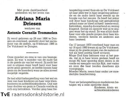 Adriana Maria Driesen Antonie Cornelis Trommelen