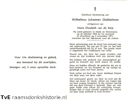 Wilhelmus Johannes Dubbelman Maria Elisabeth van de Reijt