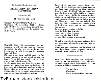 Allegonda Johanna Dumoulin Theodorus van Osta