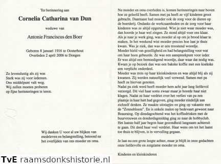 Cornelia Catharina van Dun Antonie Franciscus den Boer