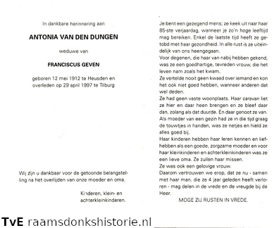 Antonia van den Dungen Franciscus Geven