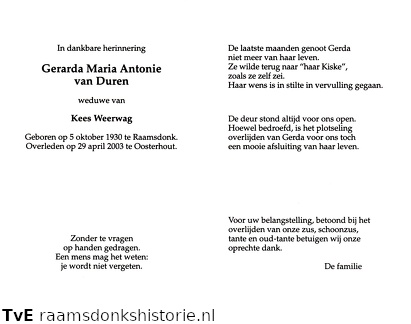 Gerarda Maria Antonie van Duren Kees Weerwag