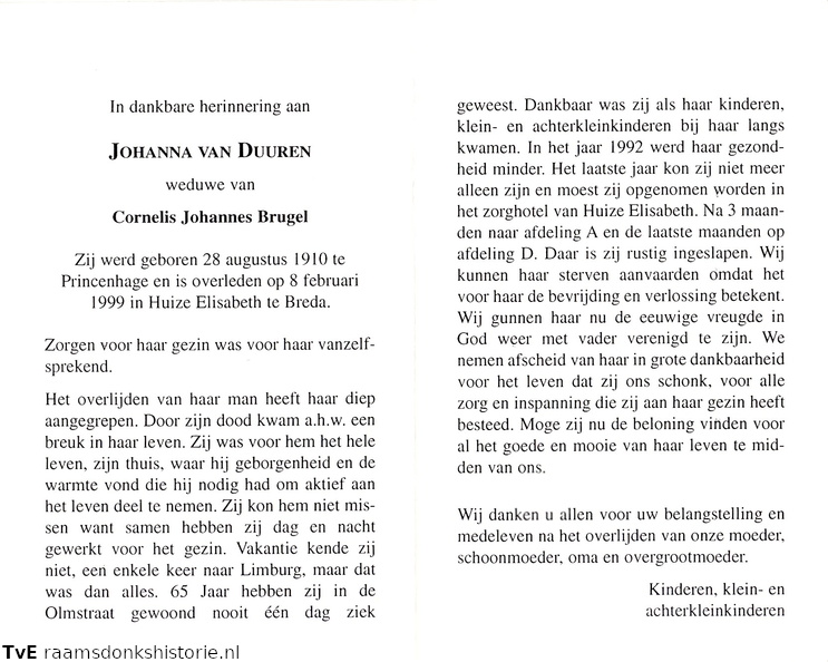Johanna van Duuren Cornelis Johannes Brugel