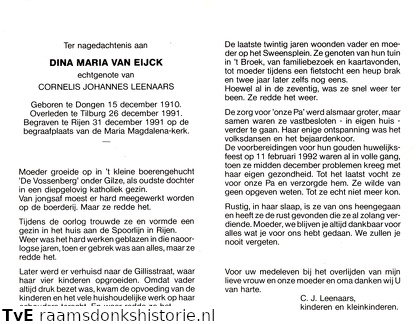 Dina Maria van Eijck- Cornelis Johannes Leenaars