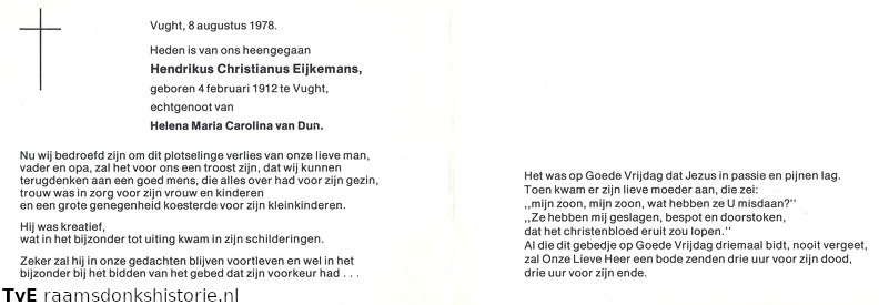 Hendrikus Christianus Eijkemans- Helena Maria Carolina van Dun