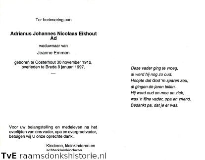 Adrianus Johannes Nicolaas Eikhout- Jeanne Emmen