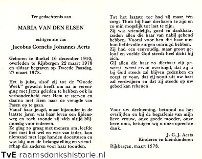 Maria van den Elsen Jacobus Cornelis Johannes Aerts