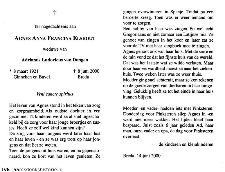 Agnes Anna Francina Elshout- Adrianus Ludovicus van Dongen