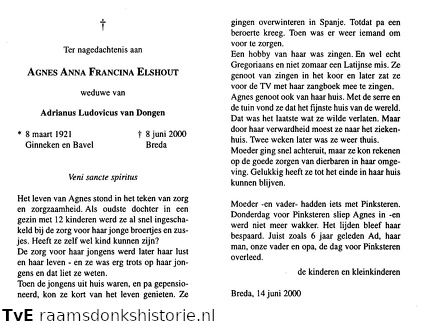 Agnes Anna Francina Elshout Adrianus Ludovicus van Dongen