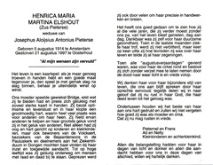 Henrica Maria Martina Elshout- Josephus Aloijsius Antonius Pieterse
