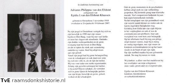 Adrianus Philippus van den Elshout- Egidia J. Klaassen