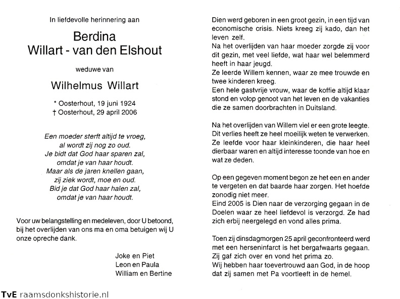 Berdina van den Elshout- Wilhelmus Willart