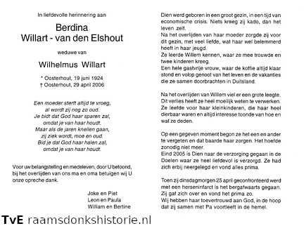 Berdina van den Elshout- Wilhelmus Willart
