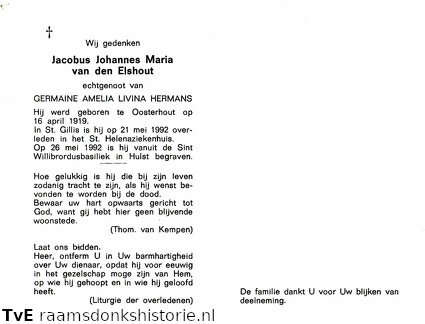 Jacobus Johannes Maria van den Elshout- Germaine Amelia Livina Hermans