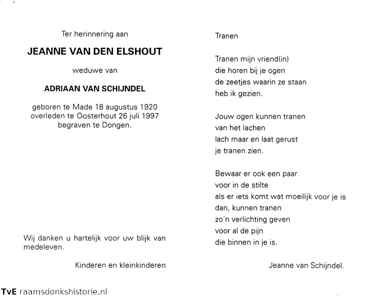 Jeanne van den Elshout Adriaan van Schijndel
