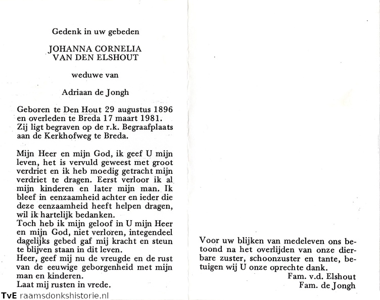 Johanna Cornelia van den Elshout Adriaan de Jongh