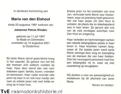 Maria van den Elshout Johannes Petrus Winden