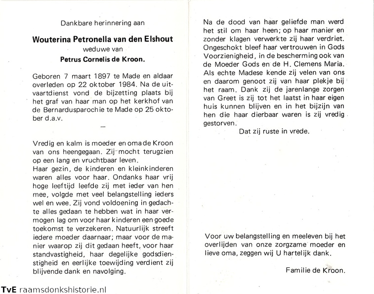 Wouterina Petronella van den Elshout Petrus Cornelis de Kroon