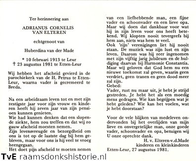 Adrianus Cornelis van Elteren Huberdina van der Made