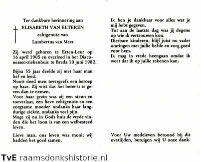 Elisabeth  van Elteren- Lambertus van Meer