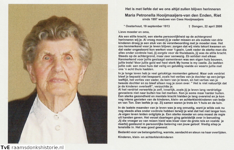 Maria Petronella van den Enden Cees Hooijmaaijers
