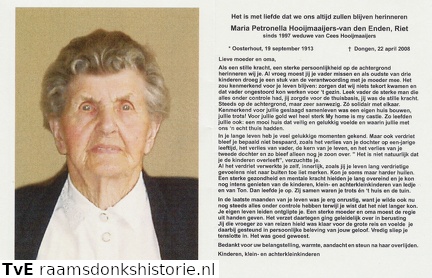 Maria Petronella van den Enden Cees Hooijmaaijers