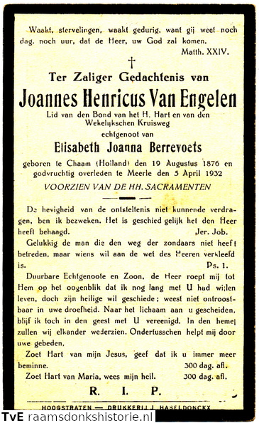 Joannes Henricus van Engelen Elisabeth Joanna Berrevoets