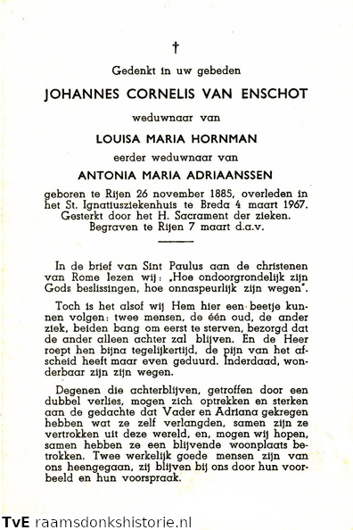 Johannes Cornelis van Enschot Louisa Maria Hornman  Antonia Maria Adriaanssen