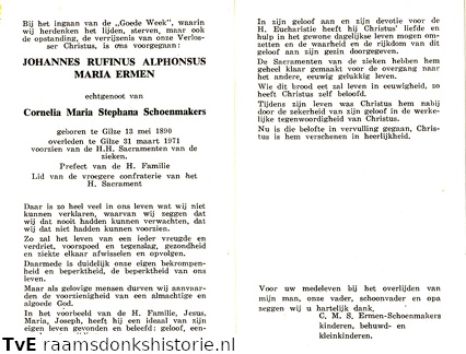 Johannes Rufinus Alphonsus Maria Ermen- Cornelia Maria Stephana Schoenmakers