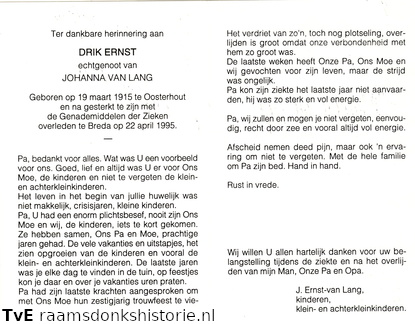 Drik Ernst Johanna van Lang