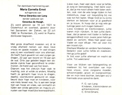 Maria Cornelia Ernst- Petrus Gerardus van Lang- Gerardus de Hoogh