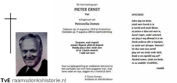 Pieter Ernst- Petronella Oomes