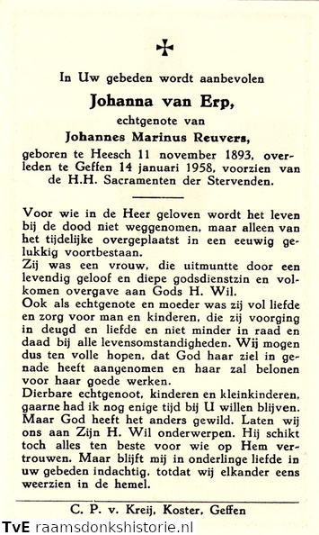 Johanna van Erp- Johannes Marinus Reuvers