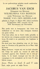 Jacobus van Esch Wilhelmina van  Rossum-Marie van den Besselaar