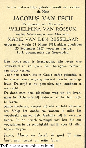 Jacobus van Esch Wilhelmina van  Rossum-Marie van den Besselaar
