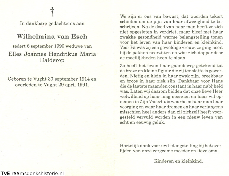 Wilhelmina van Esch- Elles Joannes Hendrikus Maria Dalderop