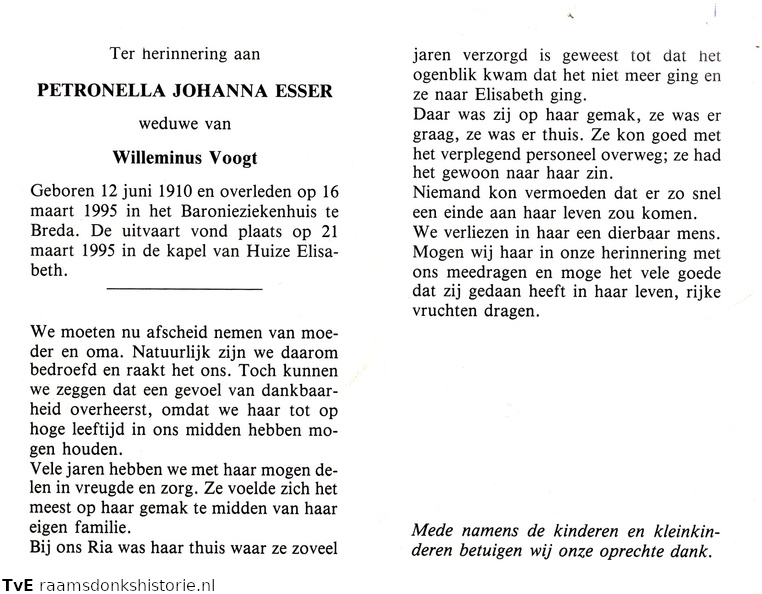 Petronella Johanna Esser Wilhelmus Voogt