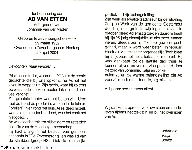 Ad van Etten- Johannie van der Maden