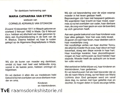 Maria Catharina van Etten- Cornelis Adrianus van Stokkom