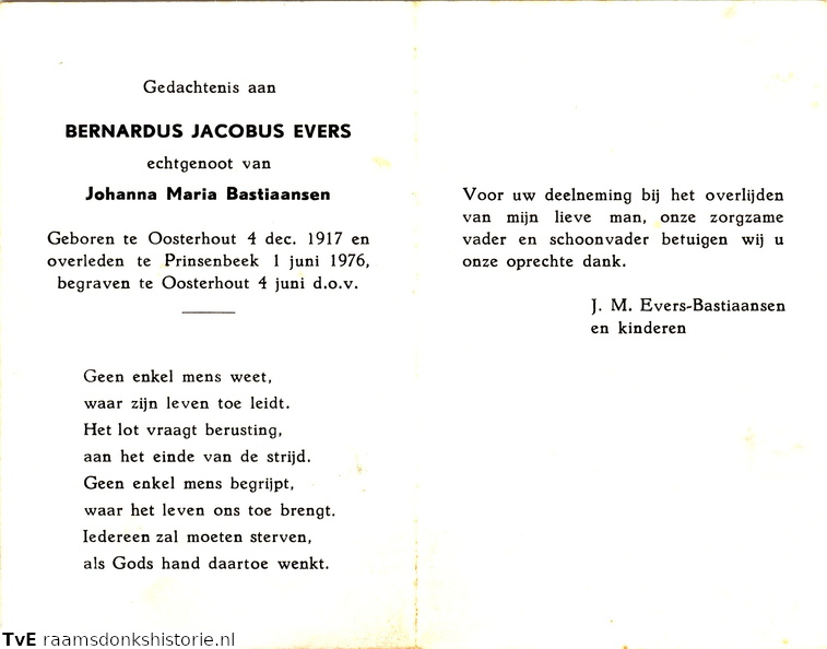 Bernardus Jacobus Evers- Johanna Maria Bastiaansen