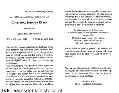 Goverdina Johanna Evers Eduardus Cornelis Maes